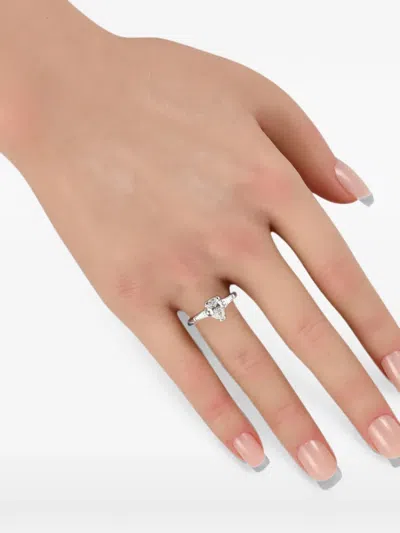 Pre-owned Lb Exclusive Solitaire Diamond Ring In Silver