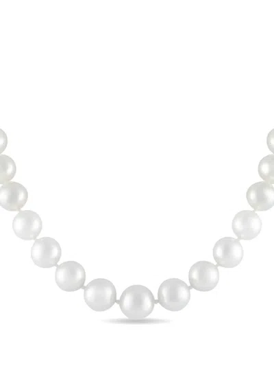 Pre-owned Lb Exclusive South Sea Pearl And Diamond Necklace In Silver