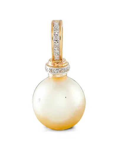 Pre-owned Lb Exclusive South Sea Pearl And Diamond Pendant In Gold