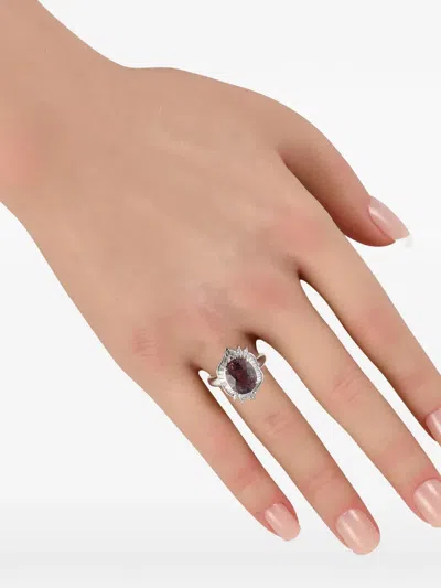 Pre-owned Lb Exclusive Spinel And Diamond Ring In Silver