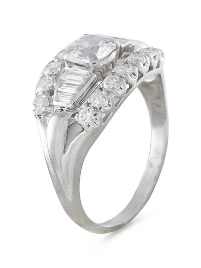 Pre-owned Lb Exclusive Split-shank Diamond Ring In Silver