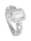 Lb Exclusive Square Link Emerald-cut Diamond Ring In Silver