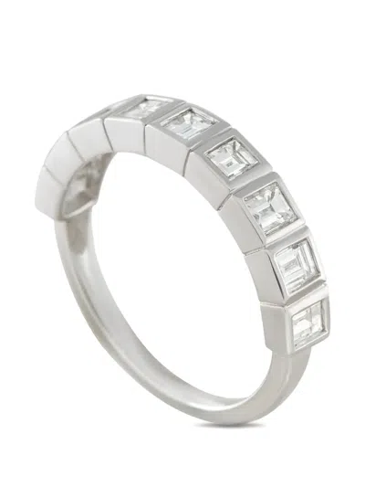 Pre-owned Lb Exclusive Square-cut Diamond Ring In Silver
