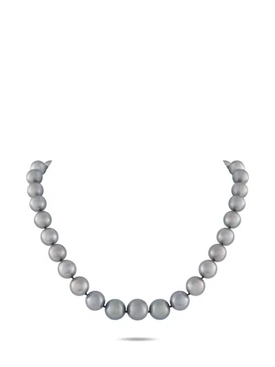 Pre-owned Lb Exclusive Tahitian-pearl Beaded Necklace In Gray