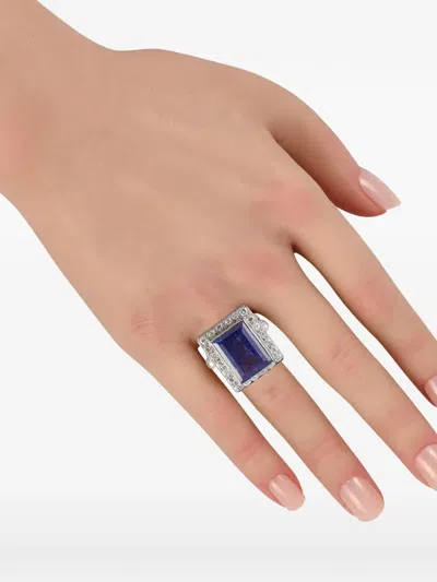Pre-owned Lb Exclusive Tanzanite And Diamond Ring In Silver