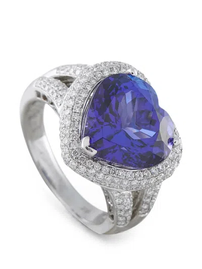 Pre-owned Lb Exclusive Tanzanite And Diamond Ring In Silver