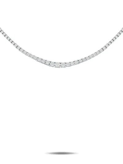 Pre-owned Lb Exclusive Tennis Diamond Necklace In Silver