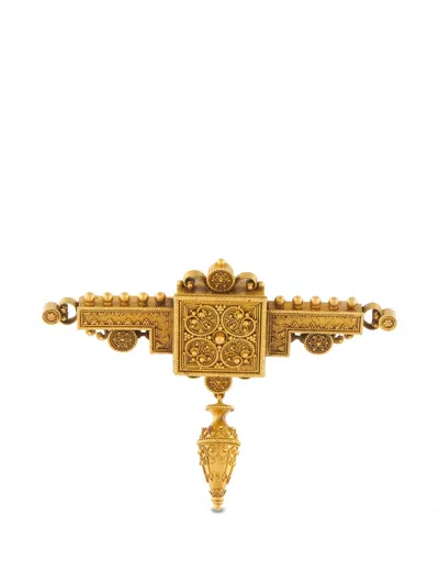 Pre-owned Lb Exclusive Textured Brooch In Gold