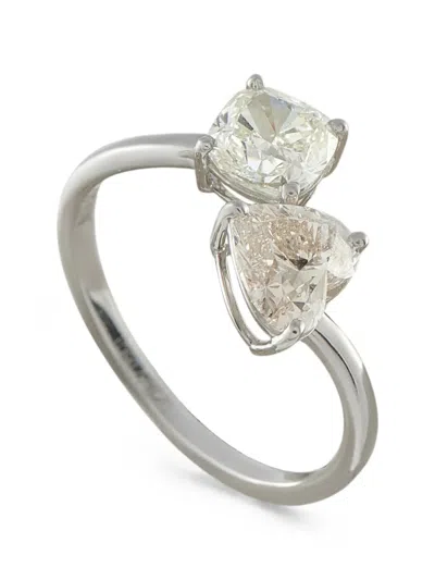 Pre-owned Lb Exclusive Toi Et Moi Diamond Ring In Silver