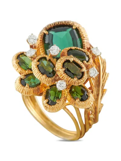 Pre-owned Lb Exclusive Tourmaline And Diamond Ring In Gold