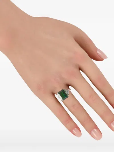 Pre-owned Lb Exclusive Tourmaline And Diamond Ring In Silver