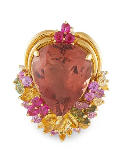 Pre-owned Lb Exclusive Tourmaline And Sapphire Pendant In Gold