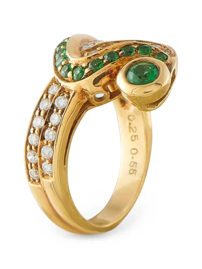 Pre-owned Lb Exclusive Tsavorite And Diamond Snake Ring In Gold