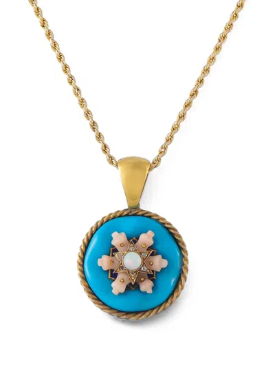 Pre-owned Lb Exclusive Turquoise And Coral Necklace In Gold