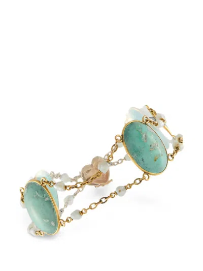Pre-owned Lb Exclusive Turquoise And Seed-pearl Bracelet In 金色