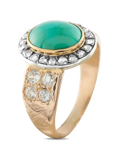 Pre-owned Lb Exclusive Turquoise Diamond Ring In Gold