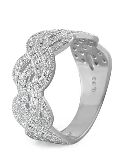 Pre-owned Lb Exclusive Twisted-effect Diamond Ring In Silver