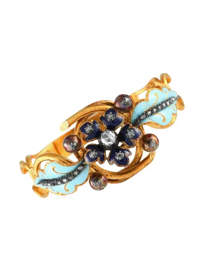 Pre-owned Lb Exclusive Victorian 18k Yellow Gold Diamond And Enameled Bracelet