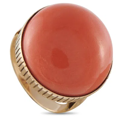 Lb Exclusive Vintage 14k Yellow Gold Coral Dome Cocktail Ring Mf07-062626