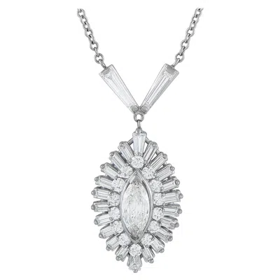 Pre-owned Lb Exclusive Vintage 18k White Gold 2.45ct Diamond Necklace Mf06-121525