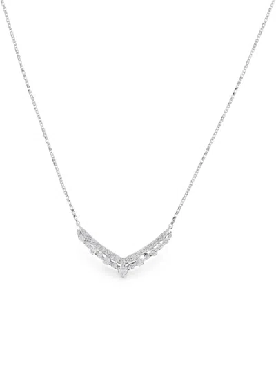 Pre-owned Lb Exclusive V-pendant Diamond Necklace In Silver