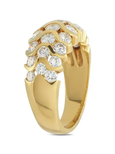 Pre-owned Lb Exclusive Wave Diamond Ring In Gold