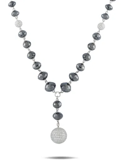 Pre-owned Lb Exclusive White And Black Diamond Necklace In Silver