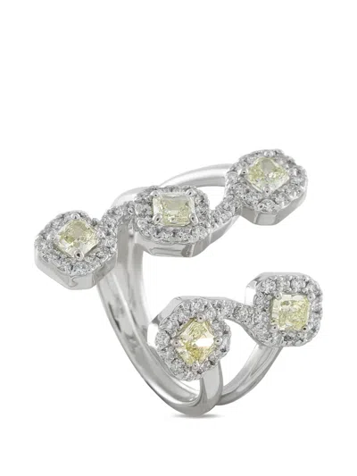 Pre-owned Lb Exclusive Yellow Diamond Open Ring In Silver