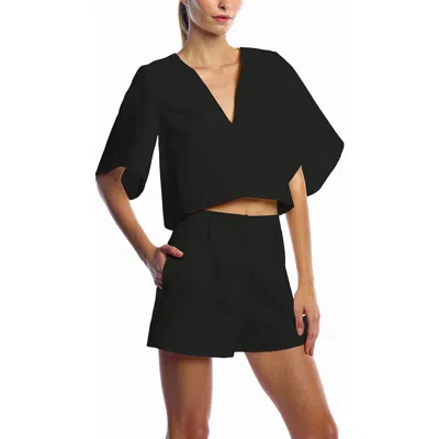 Lblc The Label Amalfi Deep V Blouse In Black