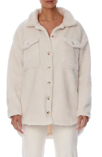 Lblc The Label Beatrice Faux Shearling Shirt Jacket In White