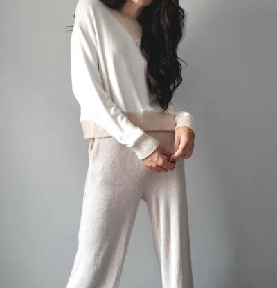Lblc The Label Brooklyn Cozy Top In Snow And Oatmeal In White