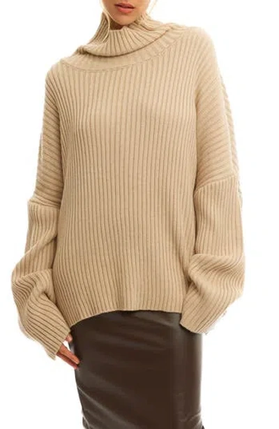 Lblc The Label Casey Oversize Turtleneck Sweater In Neutral