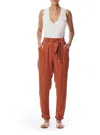 Lblc The Label Cathy Satin Belted Pants In Terracotta In Brown