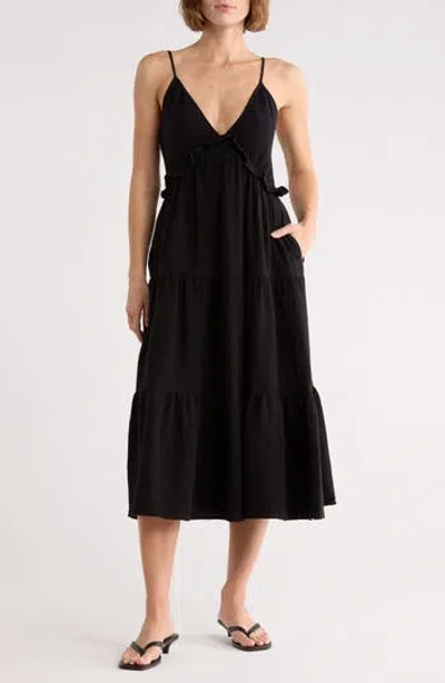 Lblc The Label Daisy Cotton Tiered Sundress In Black