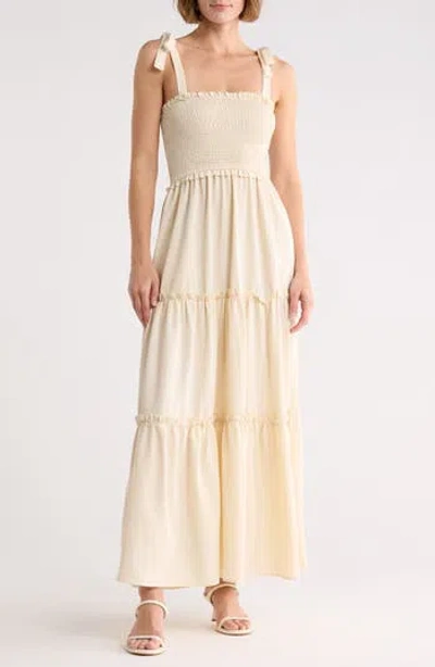 Lblc The Label Darla Smocked Maxi Dress In Neutral