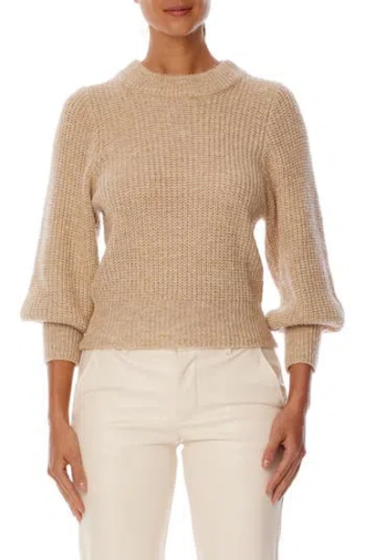 Lblc The Label Dee Puff Sleeve Shaker Stitch Sweater In Neutral