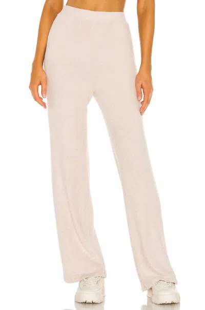 Lblc The Label Erin Wide Leg Ribbed Cozy Pant In Oatmeal In Pink