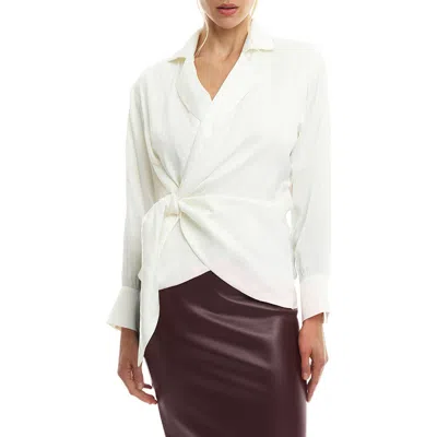 Lblc The Label Faith Long Sleeve Wrap Top In White