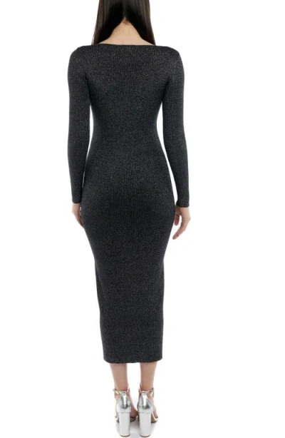 Lblc The Label Felicity Deep V Rib Maxi Dress In Black