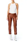 Lblc The Label Franny Vegan Leather Trouser In Chestnut In Pink