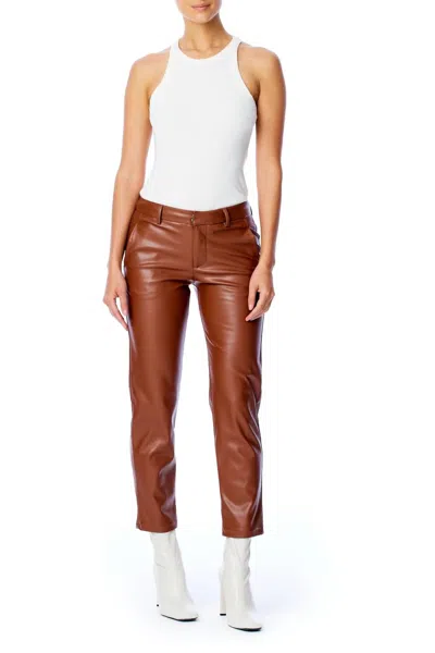 Lblc The Label Franny Vegan Leather Trouser In Chestnut In Pink