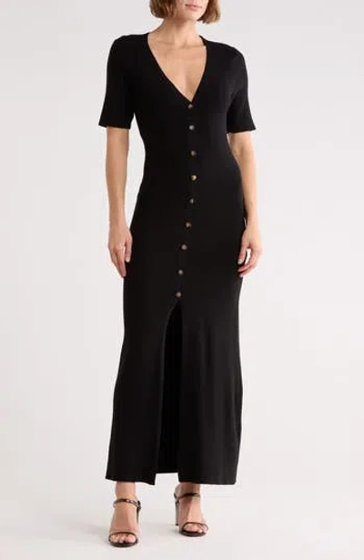 Lblc The Label Goldie Buttoned Midi Dress In Black