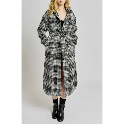 Lblc The Label Hayley Plaid Belted Long Coat In Black