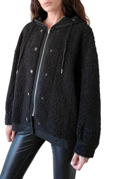 Lblc The Label Indie Faux Shearling Hooded Jacket In Black