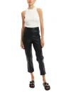 Lblc The Label Jen Trouser Women Black Faux Leather Straight Leg Cropped Jdm1982 In Black