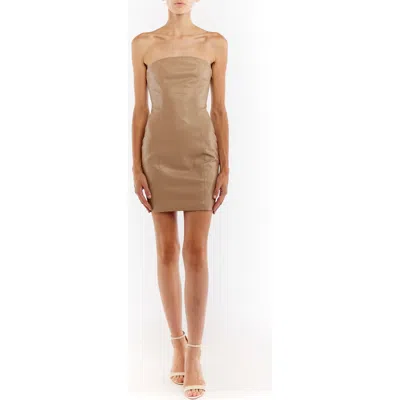 Lblc The Label Luca Faux Leather Strapless Minidress In Multi