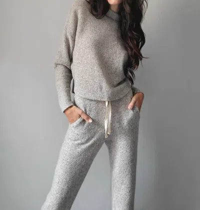 Lblc The Label Mariella Cozy Pant In Oatmeal And Black In Gray
