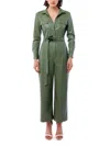 Lblc The Label Meyer Faux Leather Jumpsuit In Olive In Green