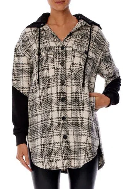 Lblc The Label Mikenna Hooded Shirt Jacket In Black