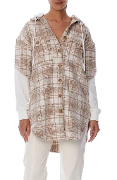 Lblc The Label Mikenna Hooded Shirt Jacket In Neutral
